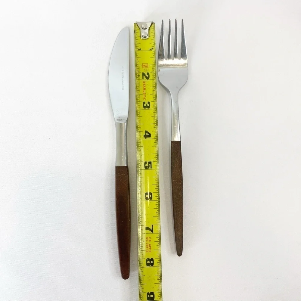 Pyramid Mix Lot 9 Replacement Flatware Wood Handles Japan Vintage Stainless MCM